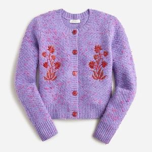 J. Crew Sequin embroidered cotton bouclé cardigan sweater